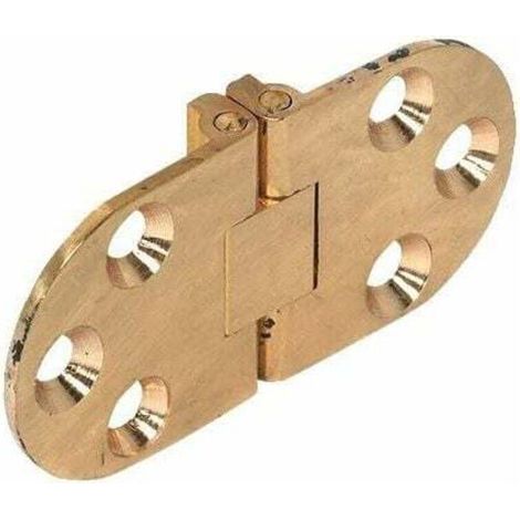 Cerniere per tavoli pieghevoli - Per tavoli da cucina, macchine da cucire, mobili per ufficio, piani di tavoli pieghevoli - Cerniere piatte a scomparsa in acciaio nichelato - Ottone lucido - 30x65mm - (1/4)