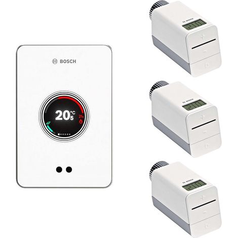 Bosch Regolatore WLAN intelligente EasyControl Set con 3 termostati radio, bianco, 7736701393