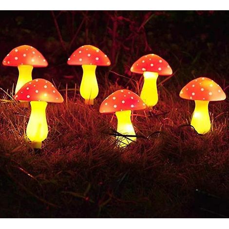 6 Lumiresclairage Extrieur Blanc Chaud De Champignon Rouge Solaire Led (1/5)