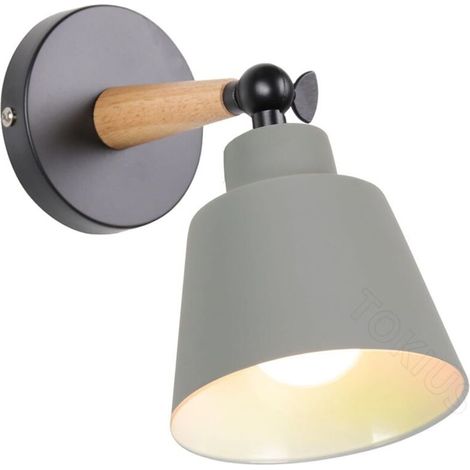 Vintage Industrial Wall Lamp E27, Adjustable Metal Ceiling Light, Retro Wall Light for Indoor, Bedroom, Kitchen, Restaurant (Without Switch, 1 Piece, Gray) (1/5)