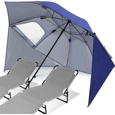 Sonnenschirm wetterbeständig 210 cm x 200 cm mit Ständer, Sonnenschutz, UV-Schutz bis UPF 50+, leichtes Öffnen und Schließen, für Garten, Terrasse