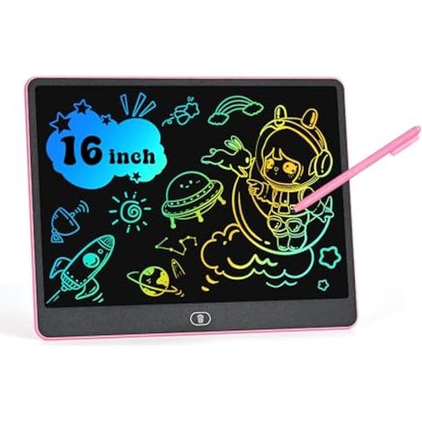 Tablette d'écriture LCD de 16 Pouces Coloré,effaçable Et réutilisables,pour Filles de 3 4 5 6 7 8 Ans Tablette Dessin Enfant,Jouet Educatif de Filles et garçons, Cadeaux d'anniversaire Noël (1/4)