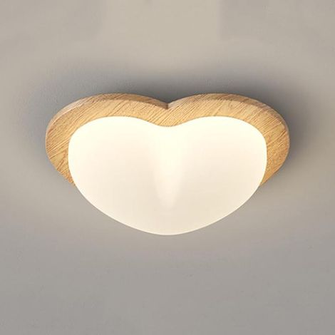Modern star-shaped dimmable semi-recessed LED ceiling light for children, minimalist wood finish, white PE lampshade, for bedroom or hallway (1/5)