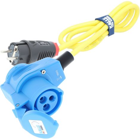 Kalle Adapterkabel Schuko 2,5mm² auf CEE 230V Winkel Extreme Signal Gelb IP44 1,5 Meter