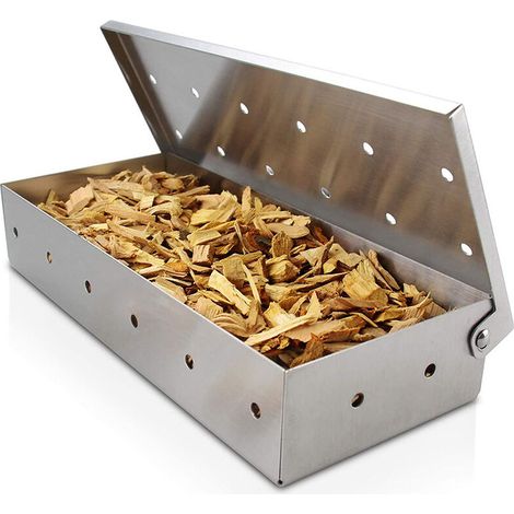 royaluxe - Boîte À Viande Grillée Barbecue Barbecue En Bois Grande Capacité Épaisse En Acier Inoxydable Viande Fumée Spermat Fumée Fumée