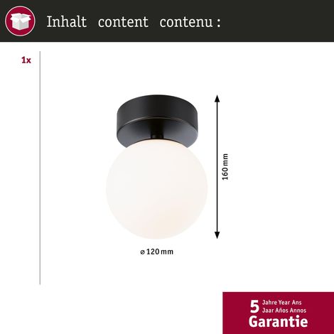 plafonnier LED Selection Bathroom IP44 3000K 400lm 230V 5W Noir mat, Satin luminaire de salle de bain (1/5)