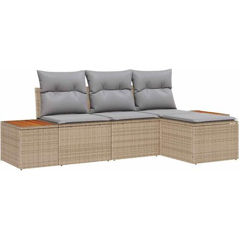 Maison Exclusive - Set Divano da Giardino con cuscino 4 pcs Beige polyrattan