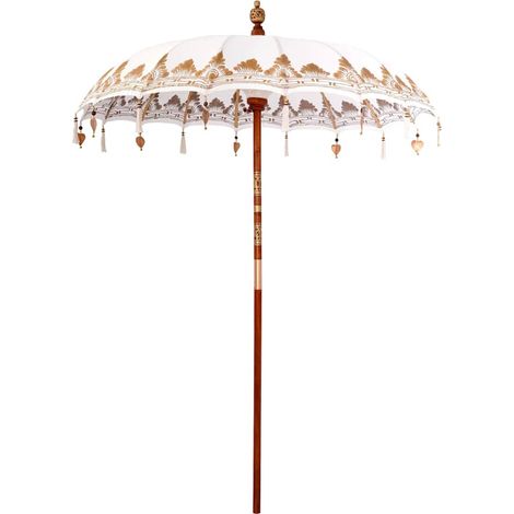Parasol de jardin,Parasol balinais Crème (180-190) x 260 cm Coton et bois massif CFW62208 (1/5)