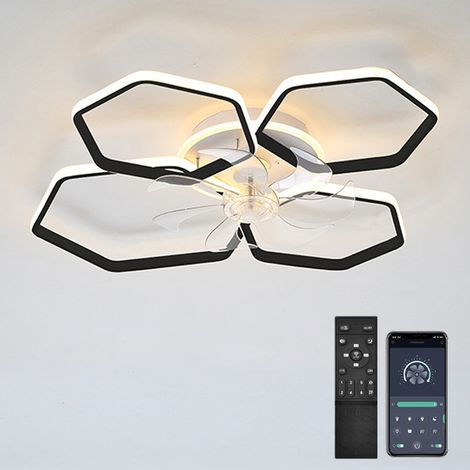 Ventilateurs de plafond 115 W avec lumières, plafonnier à intensité variable avec télécommande et contrôle APP, ventilateur de plafond encastré, 77 cm (1/5)