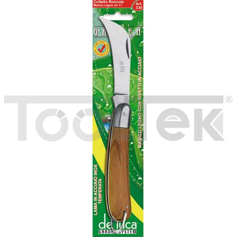 COLTELLO FUNGHI MULTIFUZIONE MANICO LEGNO LAMA ACCIAIO INOX RONCOLA DE LUCA