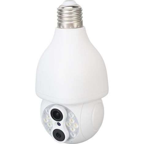 Caméra de sécurité à ampoule 1080p, double objectif HD, vision nocturne, interphone bidirectionnel, caméra de surveillance WiFi, AC110-240V (1/5)