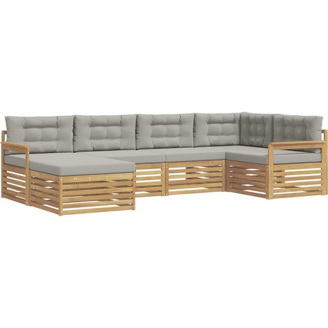 Outdoor Sofa Set 6 pcs White and Light Grey Polyester vidaXL (1/5)