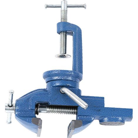 Schraubstock aus legiertem Stahl, 300 kg Spannkraft, für Holzbearbeitungstische, mit rutschfester Unterlage, blau, 70 mm (1/5)