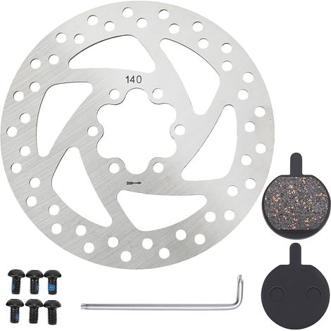 Rotor de Disque de Frein de Vélo 140mm, Disque de Frein de Vélo avec Plaquettesfrein, pour Scooter Électrique Compatible F20 F25 F30 F40 M4 / M4 Pro Scooter Electrique (1/5)