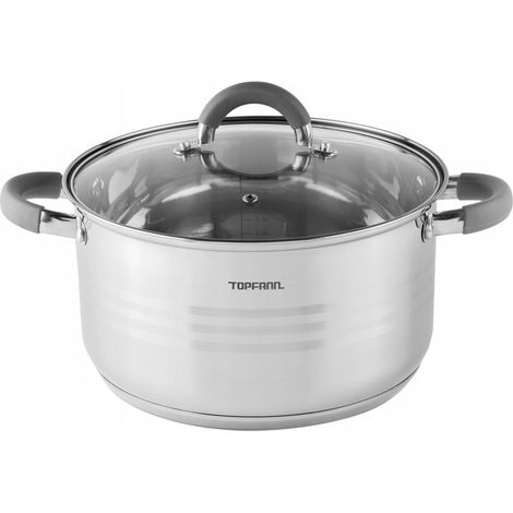 Casserole en acier inoxydable 5L à gaz 24 cm à induction