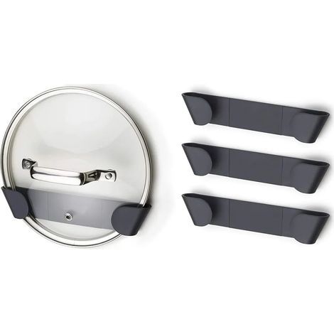 CupboardStore – Set mit 4 Topf- und Pfannendeckelhaltern. Selbstklebende Wandhalterung, passend für Deckel bis 24 cm Durchmesser, Klebeband inklusive. (1/5)