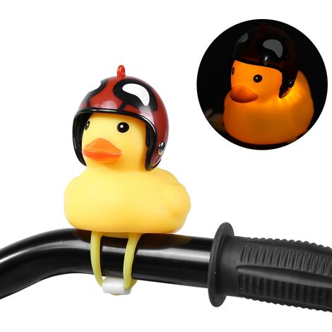 Décoration de vélo de montagne rouge avec un adorable petit canard jaune et un casque (1/5)