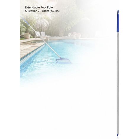 Perche Télescopique Piscine - Lot de 5 - Aluminium Léger - Réglable 118cm - Connecteur Universel pour Épuisette et Balai - Bleu (1/5)