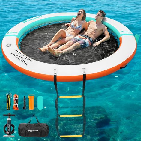 Île Flottante pour Plusieurs Personnes, Plate-Forme Flottante Ronde avec Porte-gobelets, Radeau Flottant Robuste pour Lac Destiné aux Adultes et aux Enfants, Disponible en 6, 8 ou 10 Pieds (1/5)