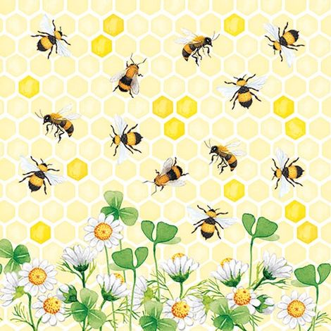Lot 20 Serviettes En Papier 33 X 33 Cm - Joie Des Abeilles - Ambiente