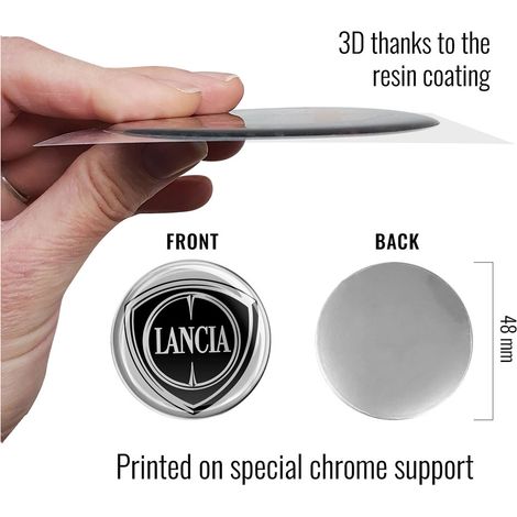 Lancia Adesivi 3D Logo - Colore: BLACK - Dimensione: 48 MM