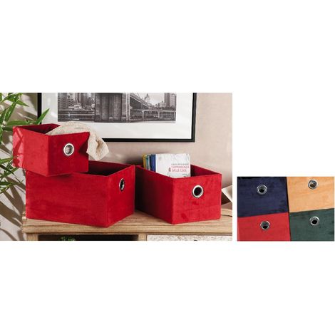 Set 3 Cestini contenitori moore rettangolari in velluto 4 Colori