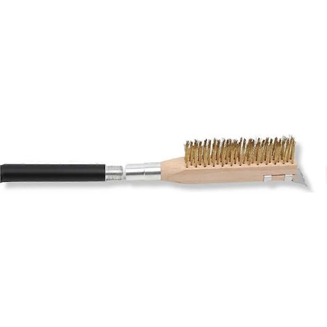 Brosse pour four à pizza, brosse en cuivre pour cuisinière, brosse à poils en bois avec long manche, brosse de nettoyage pour petit four, outil de cuisine (1/5)