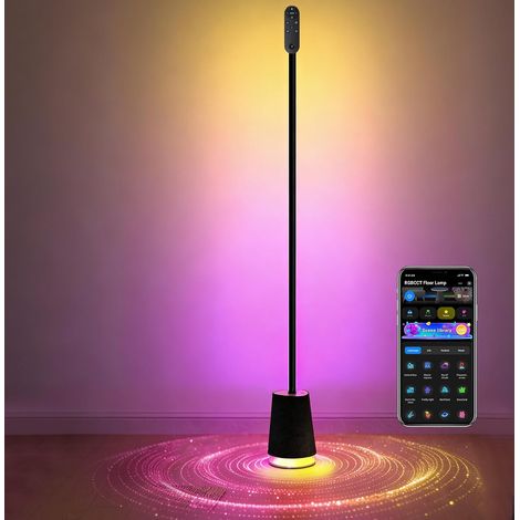 Lampadaire LED avec Enceinte et Bruit Blanc, Lampadaire sur Pied Salon Ambiance RGBWWIC Compatible avec 15, Sync Musicale, Contrôle App, Reconnaissance IA pour Chambre Gaming (1/5)
