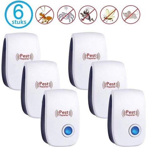 Lot de 6 répulsifs à ultrasons – Prises – Anti-moustiques – Sans danger pour animaux (1/5)