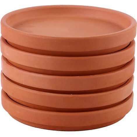 Set mit 5 Keramikuntersetzern für Blumentöpfe, Pflanzgefäße und Gartentöpfe – 7,80 x 7,80 x 2,00 cm (1/3)