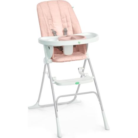 Ingenuity: ity by Ingenuity Sedia Alta Pieghevole Compatta Sun Valley, Piatto Sicuro per Alimenti, Imbracatura a 5 Punti, Per Età da 6 Mesi in Su, Unisex - Rosa (1/5)