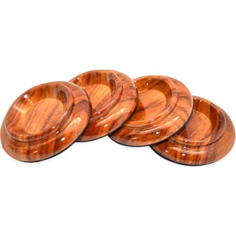 Set of 4 hardwood coasters – protective glides for furniture legs, coasters for piano casters – black (1/4)