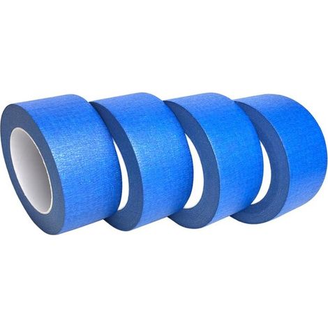 Lot de 4 rouleaux - 10 m de long - Bleu - Pour des bords de peinture nets et précis - Ruban de masquage - Ruban professionnel - 50 mm de large (1/5)