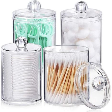 Étui transparent en acrylique pour cotons-tiges cosmétiques - 4 boîtes de rangement pratiques (voir photo) (1/5)