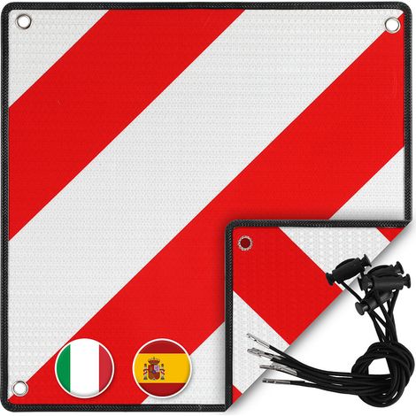 TolleTour Pannello di segnalazione per Italia e Spagna – Pannello riflettente 500x500 mm rosso e bianco