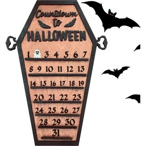 Calendrier de l'Avent Halloween - ZGEER - Compte à Rebours De La Maison Hantée - Citrouille festive - Bois (1/4)