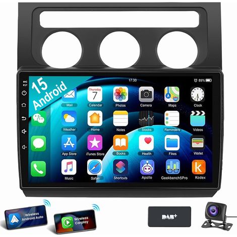Pour VW Touran 1T1 1T2 1T3 2003-2010 Android 15 Autoradio GPS Carplay 4+64G DAB CAM
