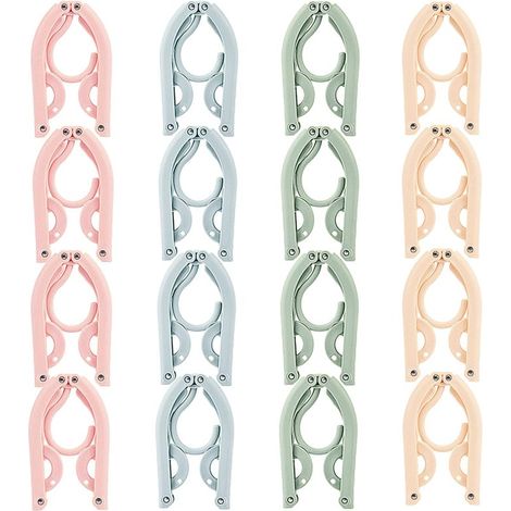 Beyamis Lot 16 cintres pliables portables - 4 couleurs antidérapants pour voyage et maison (1/5)