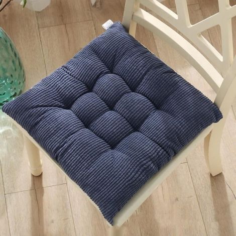 Coussins de Chaises Carrés, 40x40cm Coussins de Siège velours côtelé Décoration Maison Coussin Mat Matelassée,Bleu (1/4)