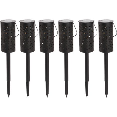 6er-Set LED-Solar-Gartenlampen, wasserdicht, Stern- und Mondform, Bodenstecker, für Rasen, Terrasse und Gehweg (1/5)