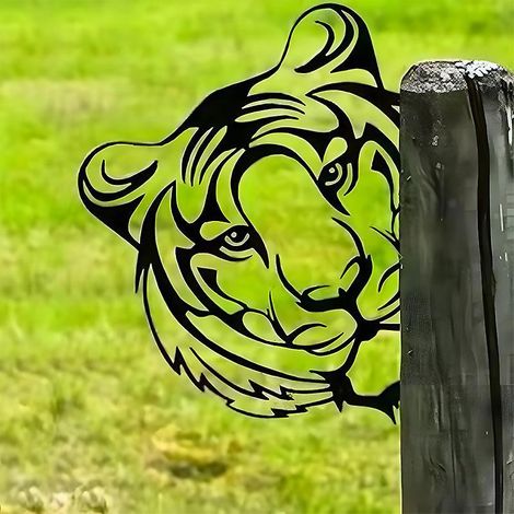 tiger 2922cm Ornements De Jardin En Mtal Pour Cltures, Dcorations D'extrieur Et De Maison, Animaux, Dcoration De Jardin, Sculptures, Silhouettes (1/5)