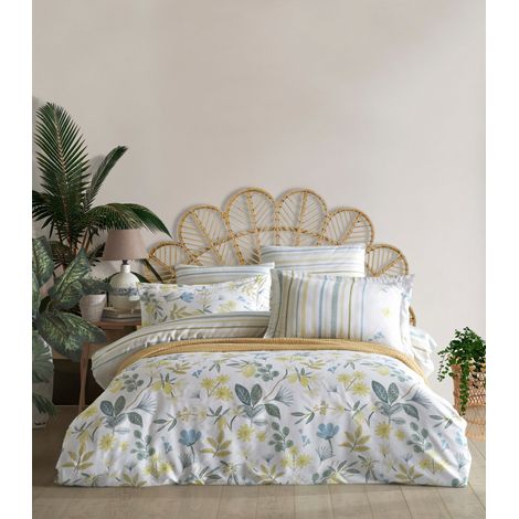 Funda nórdica, funda nórdica, ropa de cama Set Blanco Verde Amarillo