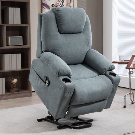Fauteuil de massage support debout Fauteuil pour personnes âgées, 8 points de massage, poches latérales, télécommande, 90L x 101B x 107 cm, gris (1/5)