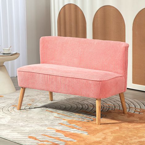 Canapé deux places, design scandinave élégant, structure en bois massif, jusqu'à 150 kg, 117 x 56,5 x 77 cm, rose (1/5)