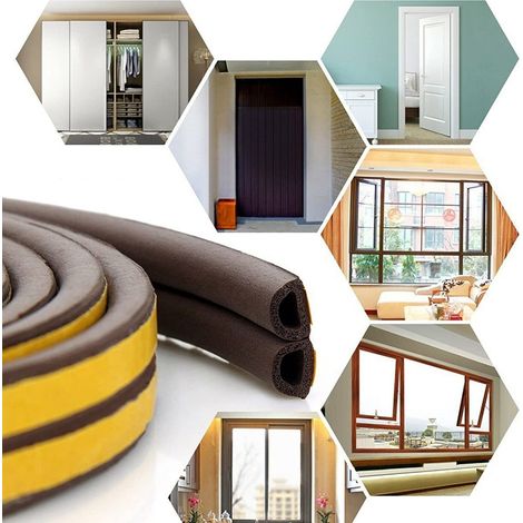 10m Rubber Seal Draught Excluder Sticky Tape Foam WeatherStrip Door Window Brown (1/4)