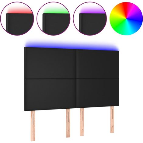 Maison Exclusive - LED Kopfteil Schwarz 144x5x118/128 cm Kunstled (1/5)