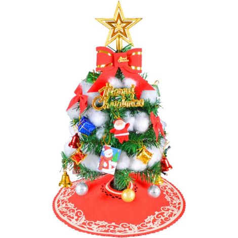 Jupe de Sapin de Noël Rouge 2 Pièces en Feutre Couture Délicate pour Décoration de Sapin et Protection des Débris, pour Noël Bureau (1/5)