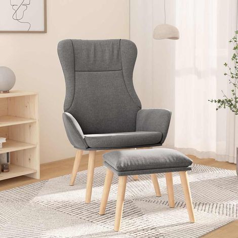 vidaXL Sillón de relax con taburete tela gris claro (1/5)