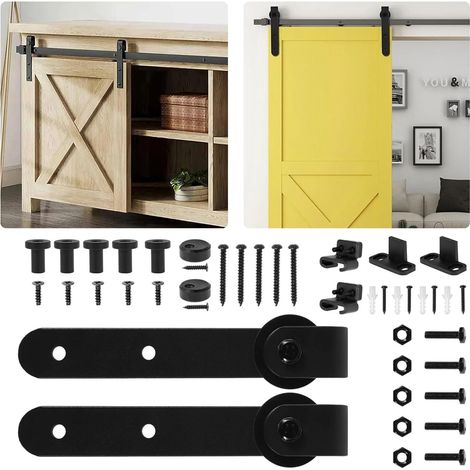 Kit de Rail Coulissant for Porte de Grange en Acier au Carbone, Rail de Suspension monté sur Le Dessus du Panneau de Porte, Roue de Porte de Grange Lisse et silencieuse (1/5)