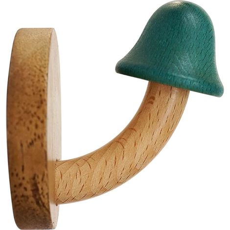 Crochet Murale Sans Perçage - Bois Naturel - 6,5 x 6,8 x 7,2 cm - Pour Serviettes Chapeaux Clés - 1 Pièce (1/5)